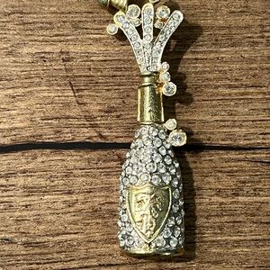 Champagne Bottle Rhinestone Pin